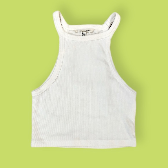 Billabong white ribbed high neck halter crop top (XS) - Picture 2 of 4